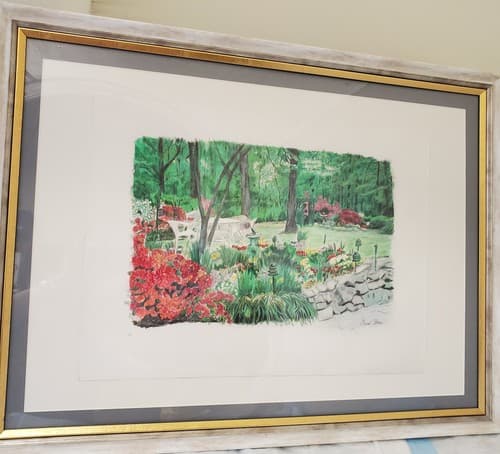 Original Signed Garden Painting Home Decor - Image 1