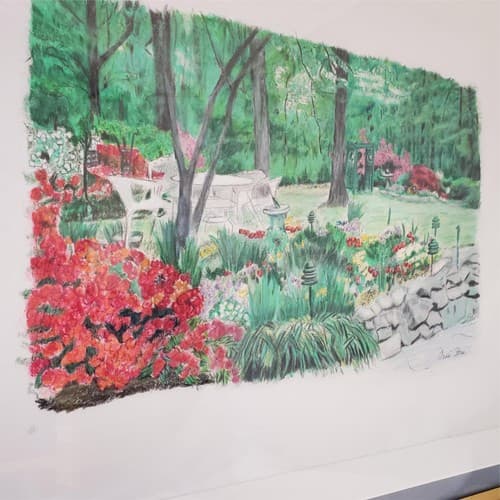 Original Signed Garden Painting Home Decor - Thumbnail 4