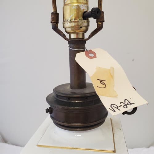 Vintage Stiffel White Porcelain and Brass Table Lamp A4 - Thumbnail 4