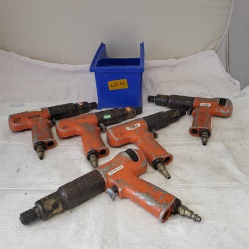 Lot of 5 Cleco E4BR-001/002/AF1BR-04 Series Pistol Grip Pneumatic Nut Runner #62 - Image 1