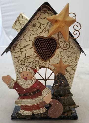 Metal Miniature Santa Claus House Adorable Candle Holder - Image 1