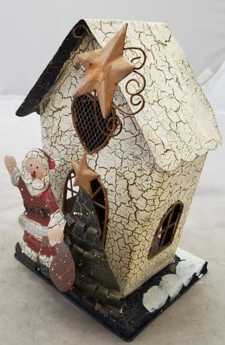 Metal Miniature Santa Claus House Adorable Candle Holder - Thumbnail 5