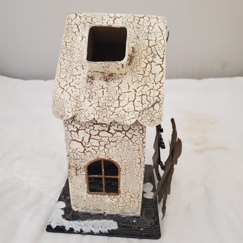 Metal Miniature Santa Claus House Adorable Candle Holder - Thumbnail 4