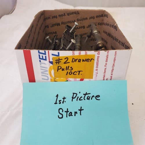 Lot of 10 Vintage Brass Amerock Carriage Cabinet Drawer Pulls w/ Back Plates #2 - Image 1