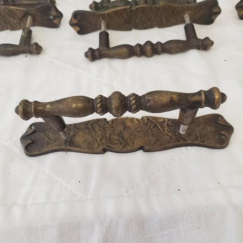 Lot of 10 Vintage Brass Amerock Carriage Cabinet Drawer Pulls w/ Back Plates #2 - Thumbnail 4