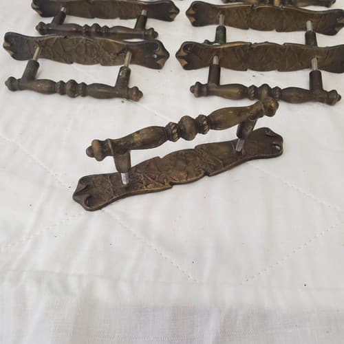 Lot of 10 Vintage Brass Amerock Carriage Cabinet Drawer Pulls w/ Back Plates #2 - Thumbnail 6