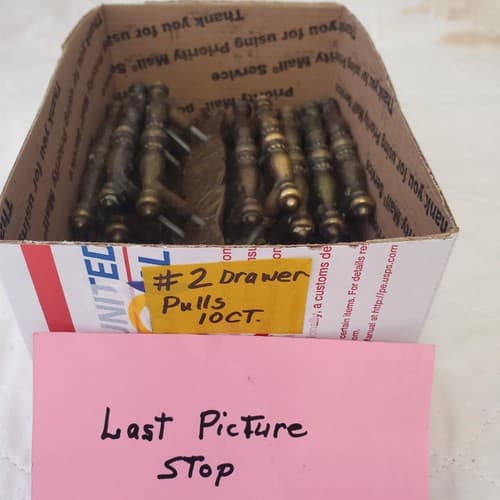 Lot of 10 Vintage Brass Amerock Carriage Cabinet Drawer Pulls w/ Back Plates #2 - Thumbnail 10