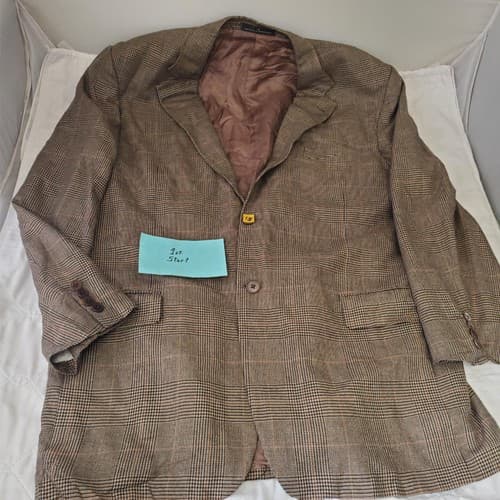 Joseph Abboud Sink Cashmere Copper Brown Check Blazer Suit Jacket Sport Coat 44L - Image 1