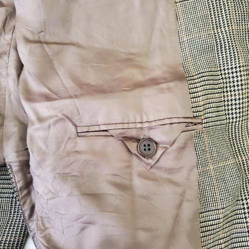 Joseph Abboud Sink Cashmere Copper Brown Check Blazer Suit Jacket Sport Coat 44L - Thumbnail 7