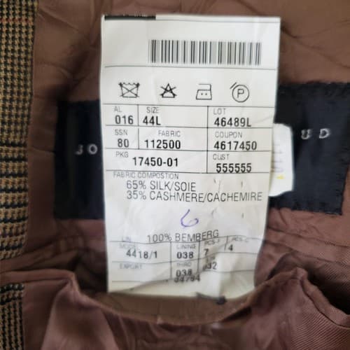 Joseph Abboud Sink Cashmere Copper Brown Check Blazer Suit Jacket Sport Coat 44L - Thumbnail 8