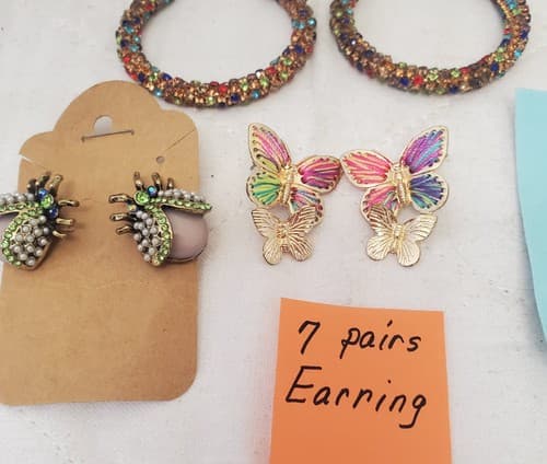 Lot of 7 Vintage Retro Dangle Stud Earrings - Thumbnail 2