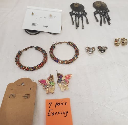 Lot of 7 Vintage Retro Dangle Stud Earrings - Thumbnail 9