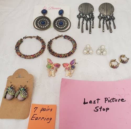 Lot of 7 Vintage Retro Dangle Stud Earrings - Thumbnail 11