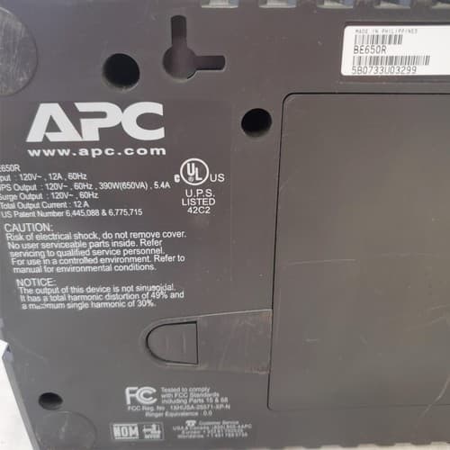 APC Back Up UPS ES 650 120V BE650R Surge Protected #10 (NO BATTERY INCLUDED) - Thumbnail 8