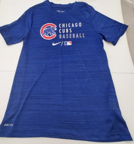 Vintage Used Nike Chicago Cubs Baseball DRI-FIT Blue T-Shirt Size - Image 1