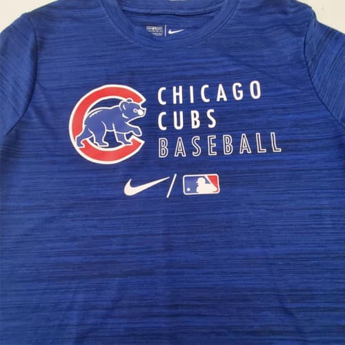Vintage Used Nike Chicago Cubs Baseball DRI-FIT Blue T-Shirt Size - Thumbnail 2
