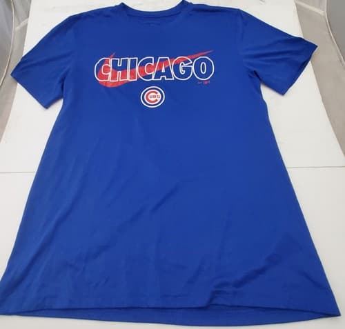 Vintage Used Nike Chicago Cubs Baseball DRI-FIT Blue T-Shirt Size - Thumbnail 5