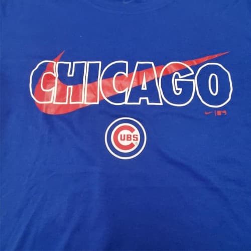 Vintage Used Nike Chicago Cubs Baseball DRI-FIT Blue T-Shirt Size - Thumbnail 6