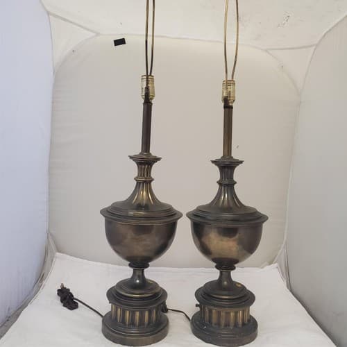Lot of 2 Vintage Brass Urn Trophy Portable Table Lamp T - Thumbnail 6