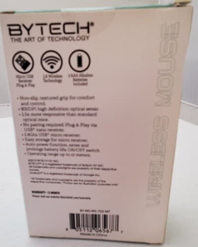 New BYTECH 2.4GHz WIRELESS MOUSE PLUG AND PLAY Light Blue - Thumbnail 3