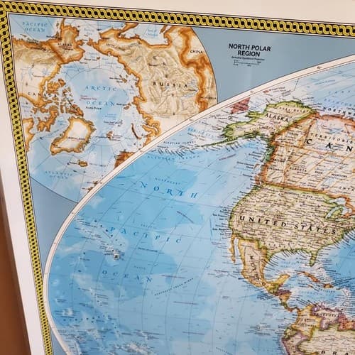 National Geographic Society THE WORLD MAP Physical Political 1994 43 x 30 inches - Thumbnail 5