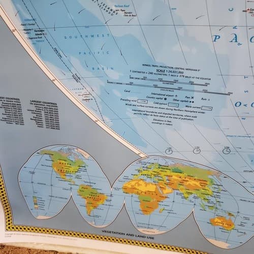 National Geographic Society THE WORLD MAP Physical Political 1994 43 x 30 inches - Thumbnail 9