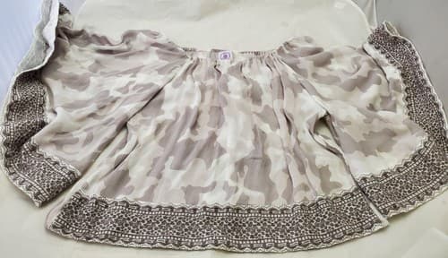 Nuche Muchette Off-Shoulder Blouse Full Sleeves Border Trim Size 0/S - Image 1