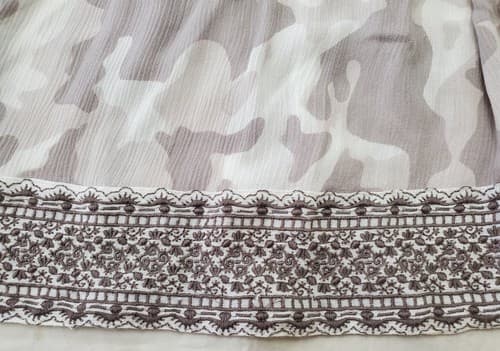 Nuche Muchette Off-Shoulder Blouse Full Sleeves Border Trim Size 0/S - Thumbnail 3