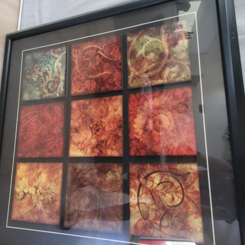 Arabesque Patchwork II Framed Glass Artowrk Wall Art 36 x 36 in - Thumbnail 2