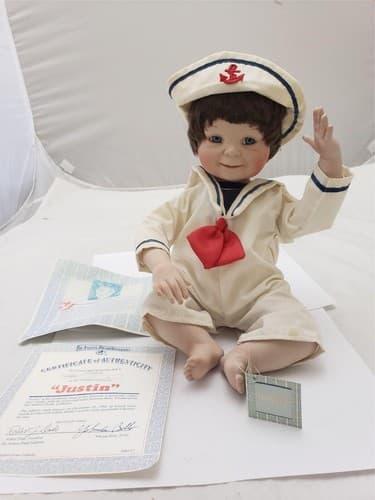 The Ashton Drake Galleries Justin Boy Porcelain Doll By Yolanda Bello - Image 1