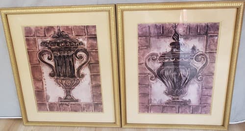 Two Tuscan Urn Vase Renaissance Art Prints Gold Gilt Framed 24 x 30 - Thumbnail 10