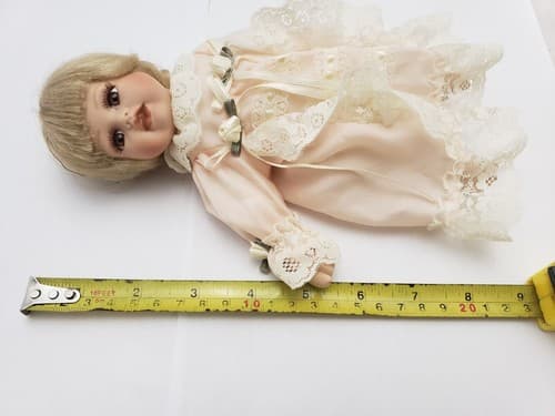 Vintage Original Porcelain Girl Doll Beautiful Lace Dress - Thumbnail 2