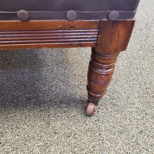 Antique Ornately Carved Wood Framed Fabric Victorian Throne Armchair - Thumbnail 7