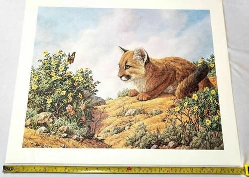 Vintage Cat Art Print with Butterfly and Flowers by James Efarish - Thumbnail 3