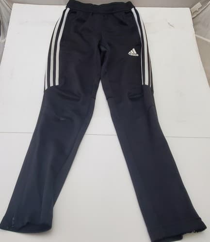Adidas Pants Boys Medium Gray White Striped Casual Gym Workout Zipper Youth - Image 1