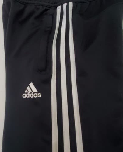 Adidas Pants Boys Medium Gray White Striped Casual Gym Workout Zipper Youth - Thumbnail 6