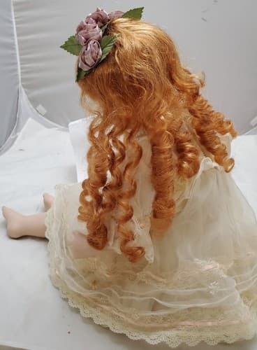 Original Amazing Porcelain Fashion Doll Beautiful Lace Dress - Thumbnail 4