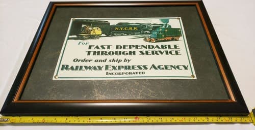 Railway Express Agency INC. Fast Dependable Service Sign Railroad Train Embossed - Thumbnail 4