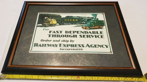 Railway Express Agency INC. Fast Dependable Service Sign Railroad Train Embossed - Thumbnail 3
