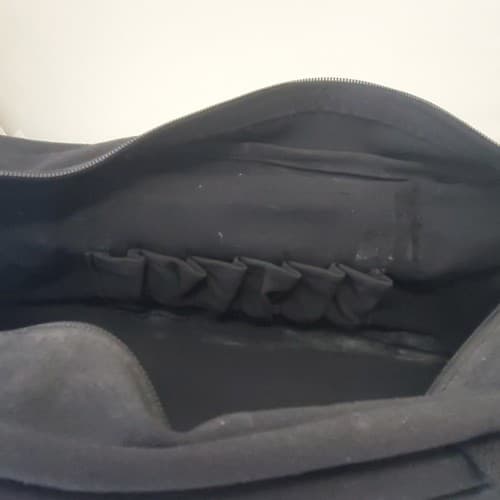 Vintage Large Shoulder Strap Pockets Zipper Tool Bag - Black - Thumbnail 4