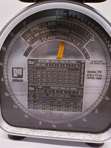 Vintage 1988 PELOUZE 5 lb Postal Scale MODEL Y5 Gunmetal Grey Analog Scale - Thumbnail 2