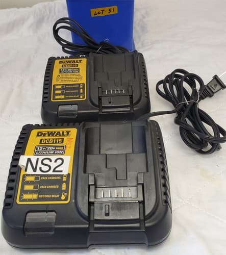Lot of 2 Dewalt DCB115 RAPID 12-20V MAX FAST Battery Charger LOT-51 - Image 1