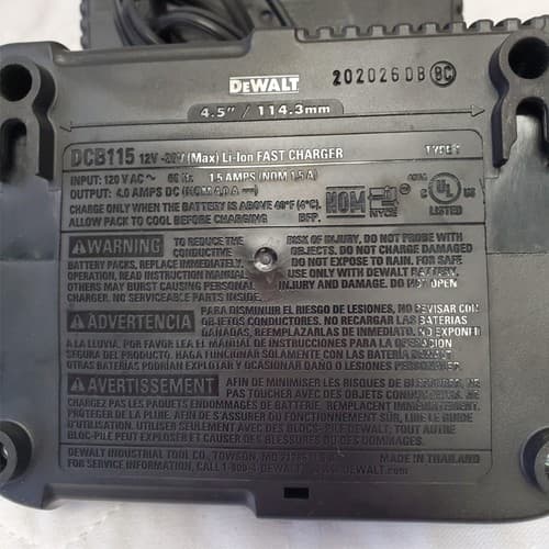 Lot of 2 Dewalt DCB115 RAPID 12-20V MAX FAST Battery Charger LOT-51 - Thumbnail 7