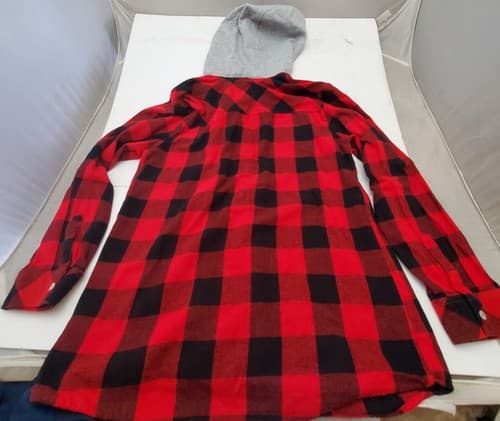 Levi's Women's Red Plaid Hoodie Long Sleeve Size XLarge - Thumbnail 4