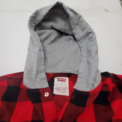 Levi's Women's Red Plaid Hoodie Long Sleeve Size XLarge - Thumbnail 2
