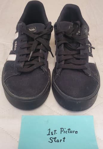 Adidas Black White Stripe Indoor Soccer Shoes Mens Size Worn Casual Athletic 7.5 - Image 1