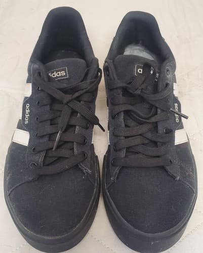 Adidas Black White Stripe Indoor Soccer Shoes Mens Size Worn Casual Athletic 7.5 - Thumbnail 2