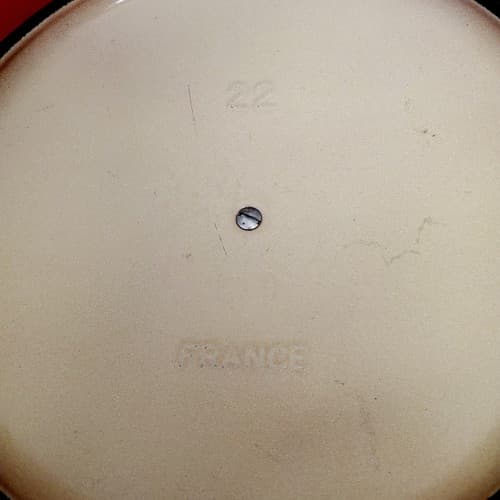 Vintage Le Creuset Red Orange Pot Lid Lot Enamel Cast Iron Knob 10 Inch - Thumbnail 2