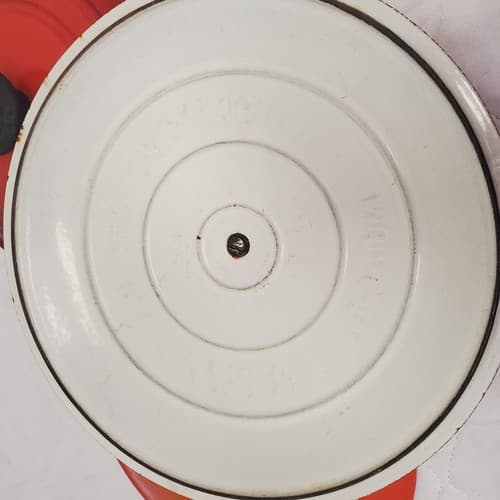 Vintage Le Creuset Red Orange Pot Lid Lot Enamel Cast Iron Knob 10 Inch - Thumbnail 8