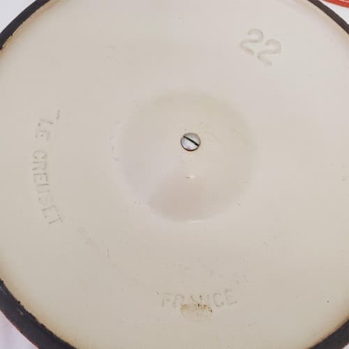 Vintage Le Creuset Red Orange Pot Lid Lot Enamel Cast Iron Knob 10 Inch - Thumbnail 14